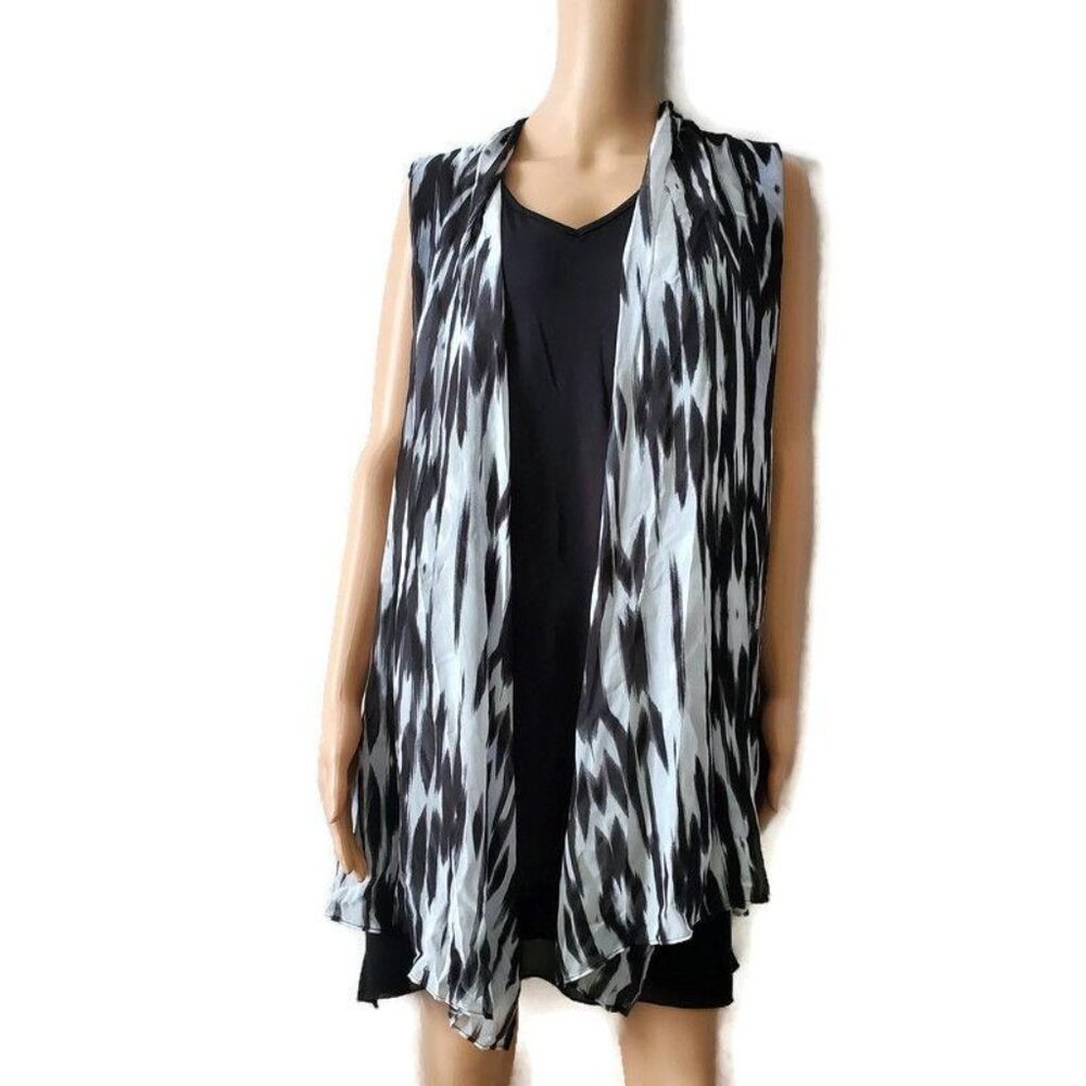 Timeline Womens Plus Size Cloak Style Longline Sleeveless Black Tunic Blouse 3XL - Picture 2 of 13